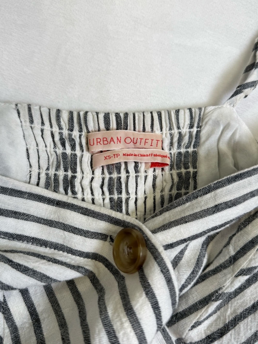 Urban Outfitters Millie White & Black Striped linen Button-Front Midi Dress XS - Picture 2 of 6